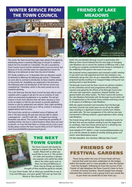 January 2013 Issue - Billericay Town Council