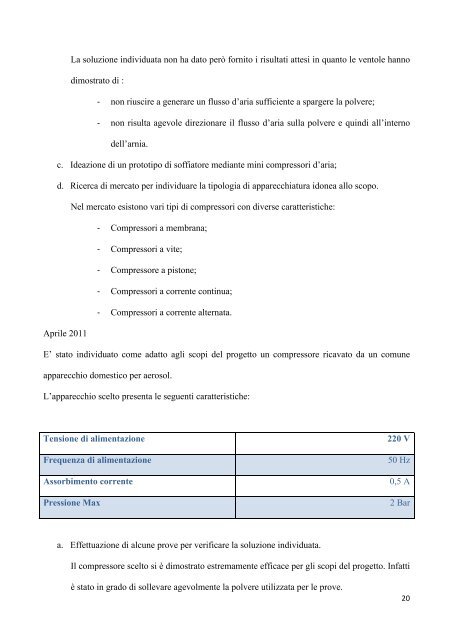 relazione intermedia tecnico-scientifica delle attivita' svolte