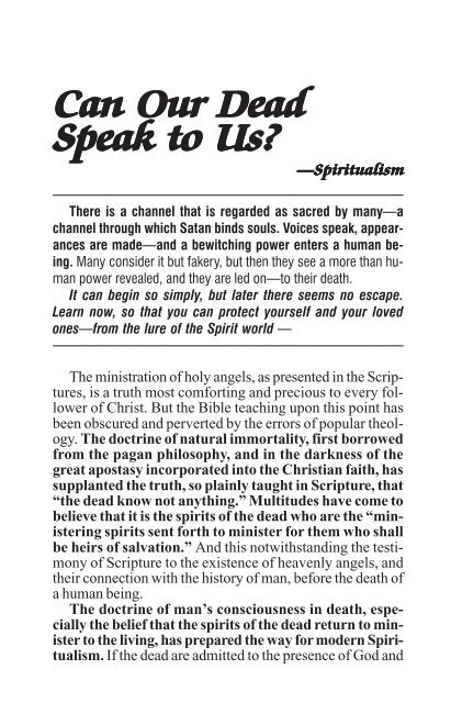 Can Our Dead Speak to Us? - The Eternal Gospel Church