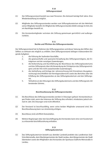 Satzung der Stiftergemeinschaft - Sparkasse SÃ¼dliche WeinstraÃe