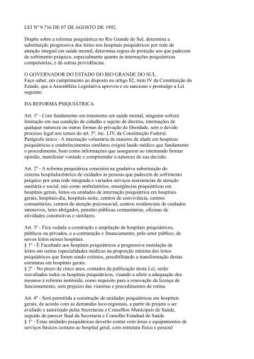 Lei da reforma psiquiatrica.pdf - Secretaria Estadual da Saúde do ...