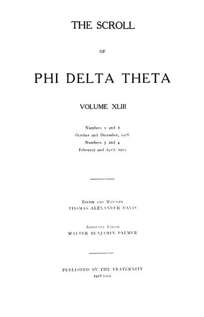 1914–15 Volume 39 No 1–5 - Phi Delta Theta Scroll Archive