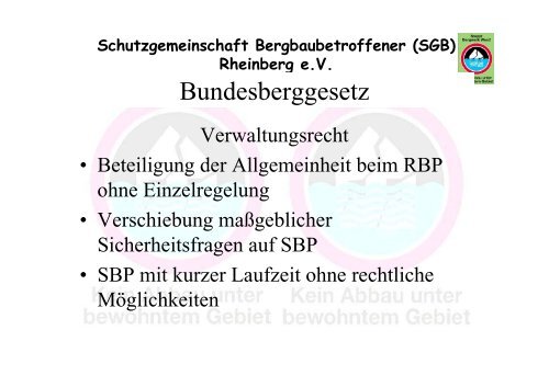 Bundesberggesetz - Schutzgemeinschaft Bergbau Rheinberg e.V.