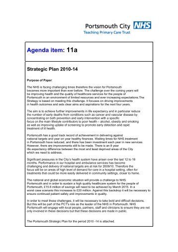 Strategic Plan 2010-14 - NHS Portsmouth