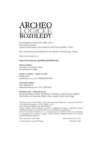 Archeologické rozhledy 2006 - Archeologický ústav AV ČR