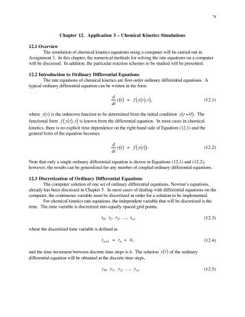 Chapter 12. Application 3 â Chemical Kinetics Simulations 12.1 ...