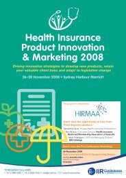 Health Insurance Product Innovation & Marketing 2008 - Australian ...