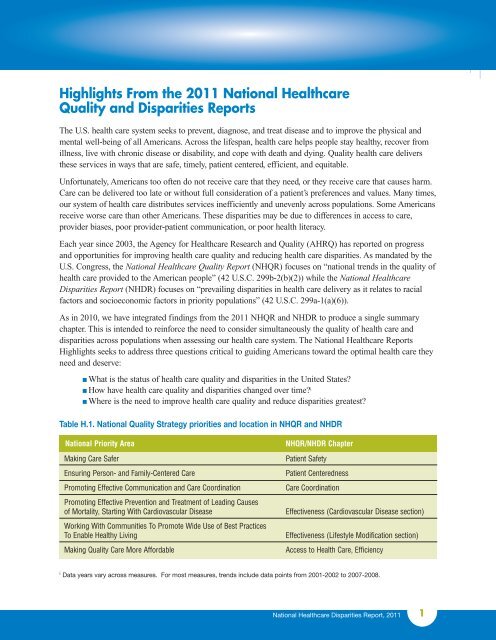 National Healthcare Disparities Report - LDI Health Economist