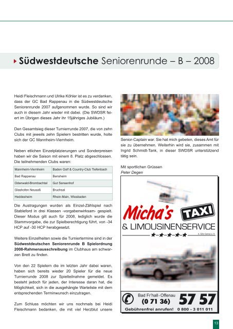 Driver 1 / 2008 als pdf - beim Golfclub - Bad Rappenau eV