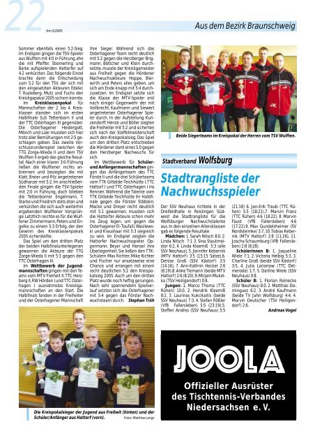 6 Medaillen für Niedersachsen TSV Schwalbe Tündern in ... - TTVN