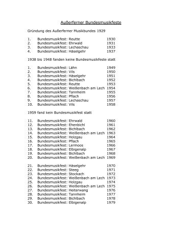 AuÃerferner Bundesmusikfeste - AuÃerferner Musikbund