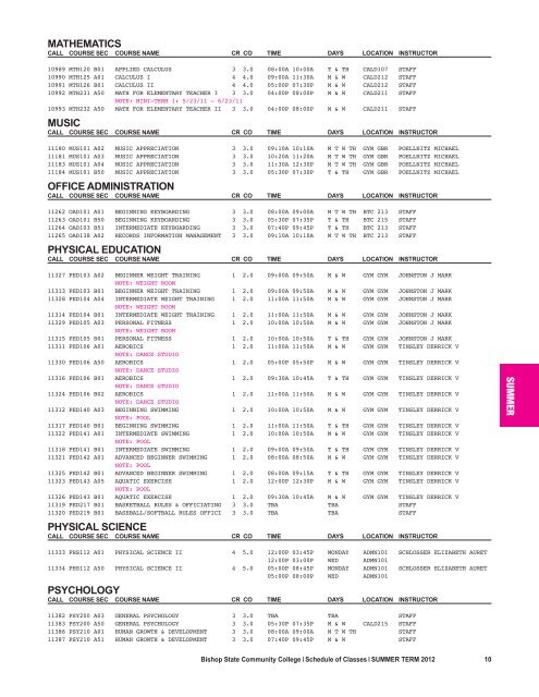 2012 Summer Schedule (PDF) - Bishop State Community College