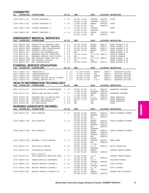 2012 Summer Schedule (PDF) - Bishop State Community College