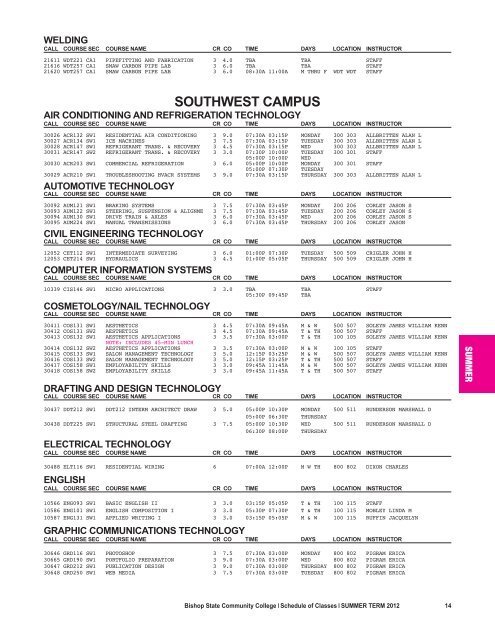 2012 Summer Schedule (PDF) - Bishop State Community College