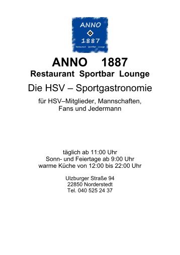 ANNO 1887 Restaurant Sportbar Lounge - HSV