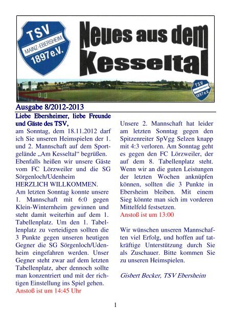 Neues aus dem Kesseltal Ausgabe 8-Saison 2012 ... - TSV-Ebersheim