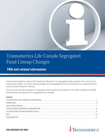 Frequently Asked Questions - Transamerica Life Canada