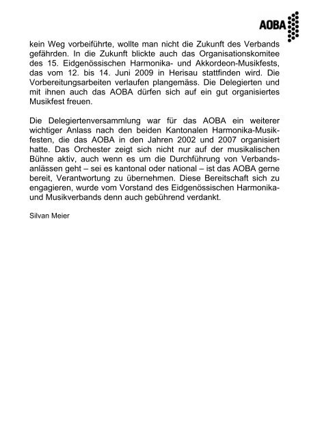 Bericht Eidg. DV - Akkordeon-Orchester Bezirk Affoltern - AOBA