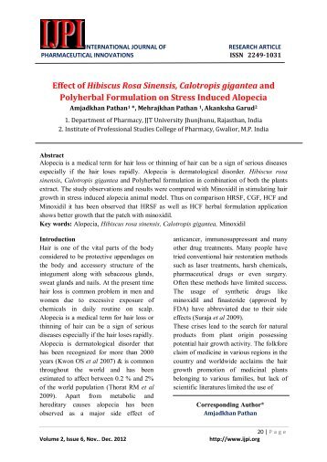 Effect of Hibiscus Rosa Sinensis, Calotropis gigantea and ... - IJPI