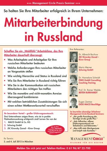 Seminar: Mitarbeiterbindung in Russland - Management Circle AG