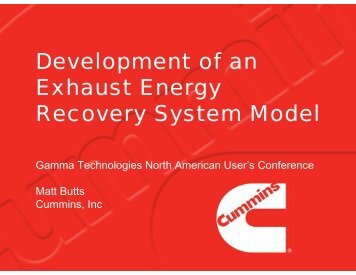 Development of an Exhaust Energy Recovery System Model