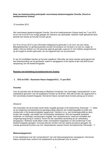 Bijlage 3 Nota van beantwoording participatie - Gemeente Alkmaar