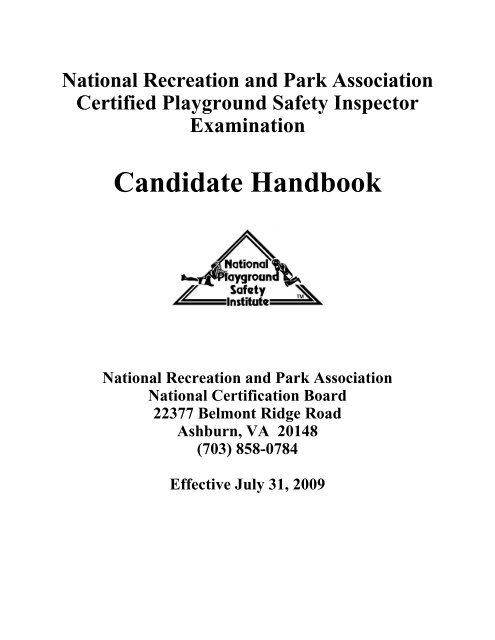 CPSI Candidate Handbook - National Recreation and Park ...