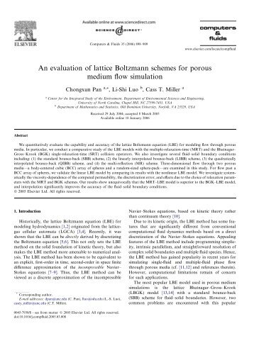 An evaluation of lattice Boltzmann schemes for por... - ResearchGate