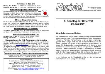 Pfarrbrief 15 - 22.05. - Pfarrgemeinde St. Martin, Bad Orb