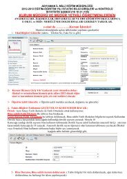 Ä°statistiki Bilgi GiriÅleri Ãrnek E-Okul ve MEÄ°S tablolarÄ± - AdÄ±yaman Ä°l ...