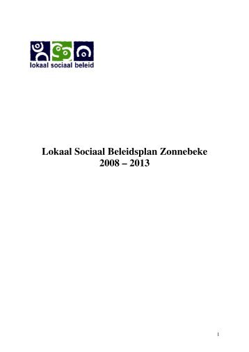 Lokaal Sociaal Beleidsplan Zonnebeke 2008 â 2013