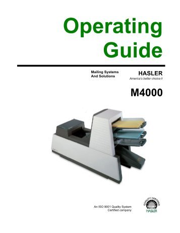 M4000: Operating Guide - Hasler Inc.