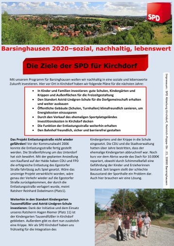 Kirchdorf Flyer fÃ¼r die Kommunalwahl 2011 - SPD Barsinghausen