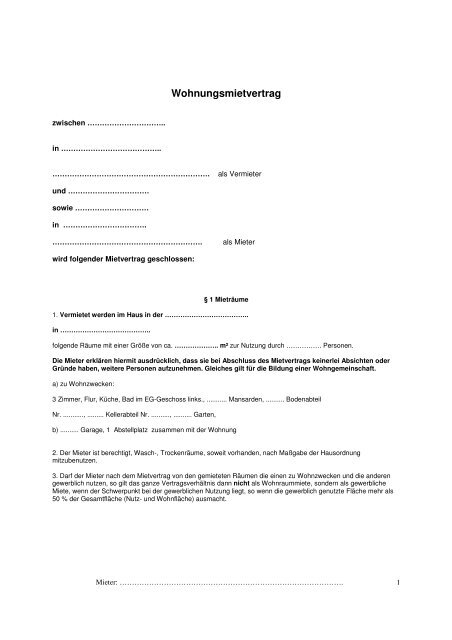 Mietvertrag WEG - CS-Hausverwaltung