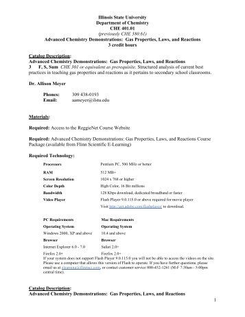 Syllabus CHE 140-S2000 - Department of Chemistry - Illinois State ...