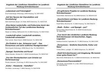 Angebote der LÃ¤ndlichen GÃ¤stefÃ¼hrer im Landkreis Neuburg ...