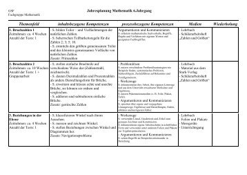 Themenfeld inhaltsbezogene Kompetenzen prozessbezogene ...