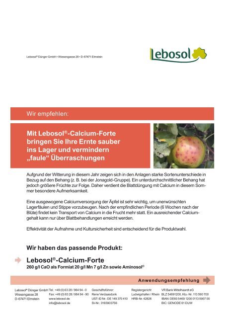 Lebosol-Calcium-Forte - Lebosol Dnger GmbH
