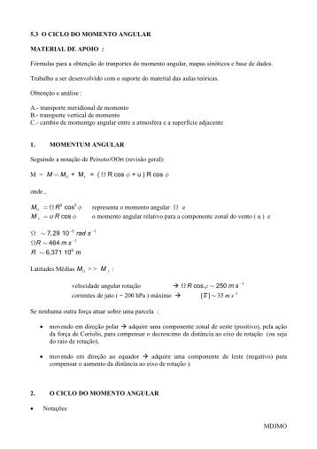 Notas de apoio ao ciclo do momento angular - Torre:Tempo e Clima