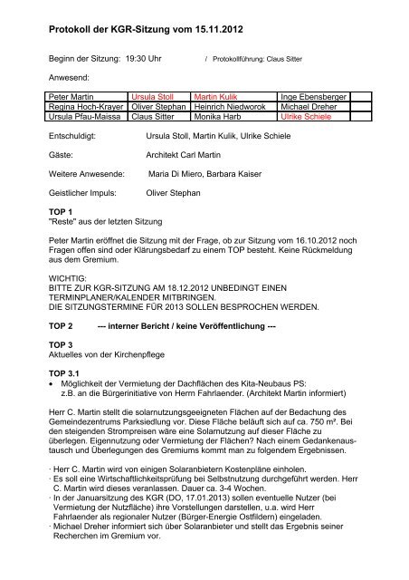 Protokoll der KGR-Sitzung vom 15.11.2012 - kath-kirche-nellingen.de