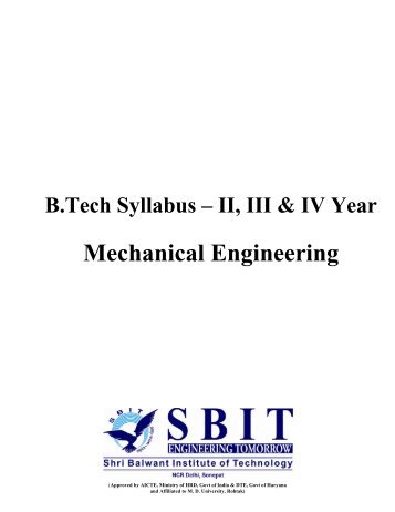 B.Tech Syllabus â II, III & IV Year Mechanical Engineering - Sbit.in