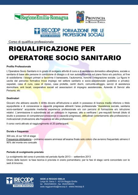 riqualificazione per operatore socio sanitario - Reggio Emilia