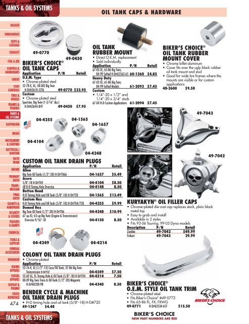 Tanks & Oil Systems - Harley-DavidsonÂ® Parts and Accessories
