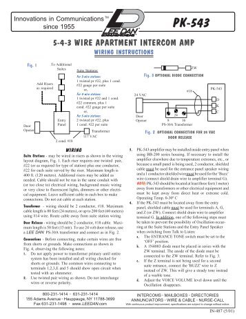 PK-543 3-4-5 Wire Intercom Amplifier Wiring Diagram - Lee Dan ...