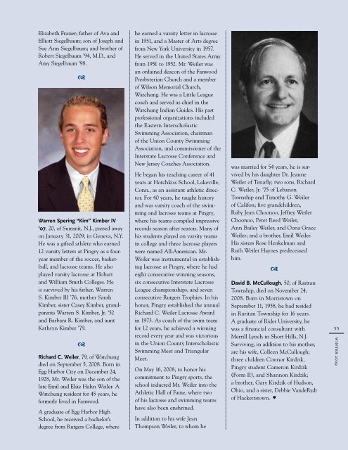 John Taylor Babbitt '07 Memorial Field | alumni ... - Pingry School