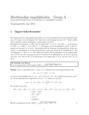 Meetkundige ongelijkheden â Groep A