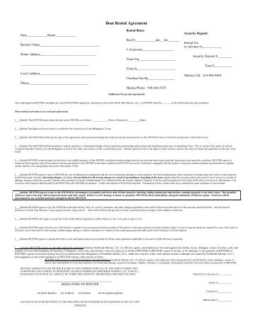 Boat Rental Agreement - North Side Marina and Resort
