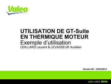 UTILISATION DE GT-Suite EN THERMIQUE MOTEUR