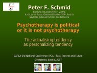 IV. Psychotherapy as politics - Peter F. Schmid