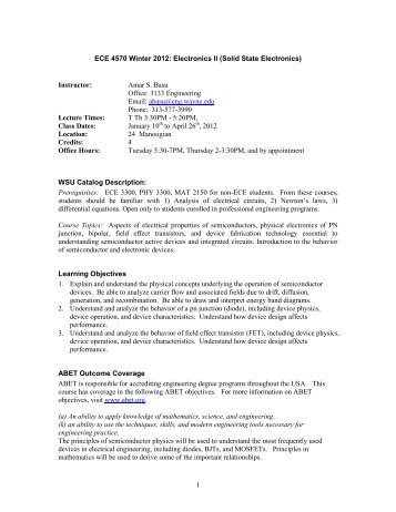 ABET Format Syllabus for ECE 4570